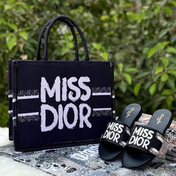 Miss Dior Book Tote With OG Box & Dust Bag & Scarf (Black-1027)(BSB)