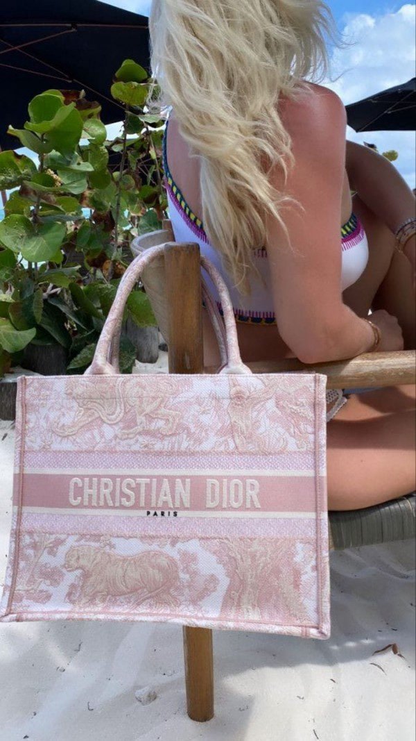 Dior Book Tote Pink Toile De Jouy With OG Box & Dust Bag & Scarf (Pink Tiger-574)(BSB)
