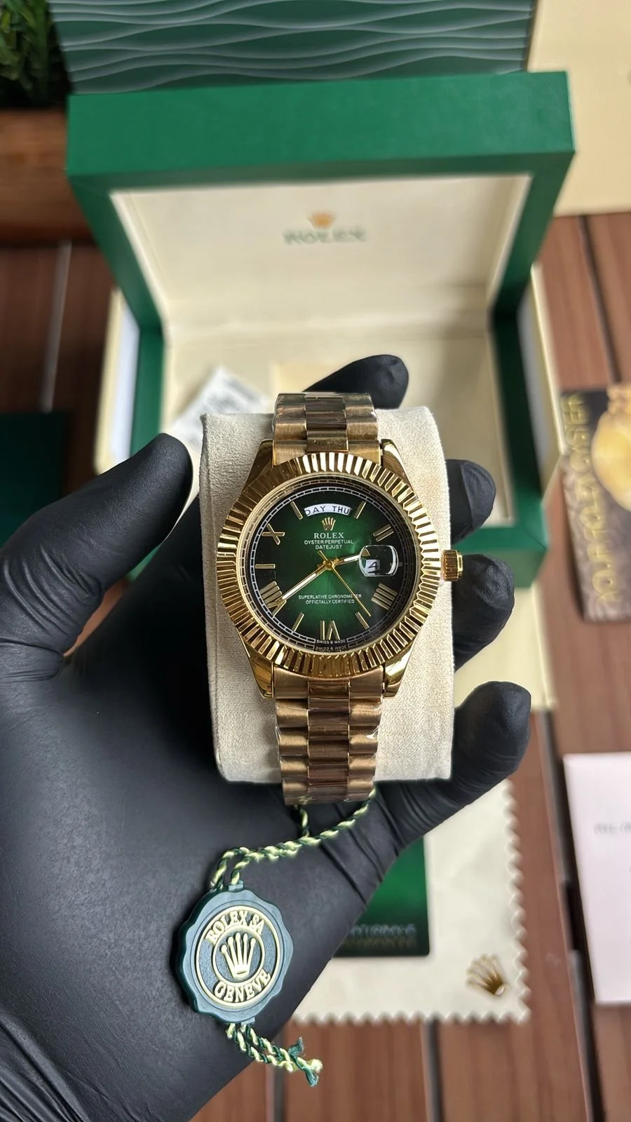 Rolex Oyster Perpetual Day Date Green Dial Roman