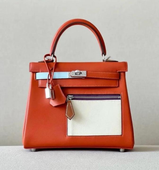 Herms Kelly Colormatic 25 Swift Orange Lime Cassis