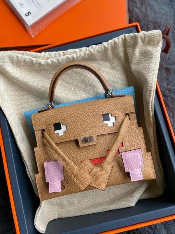 Hermes Kelly Doll Picto 25 Handbag 3020  Khaki