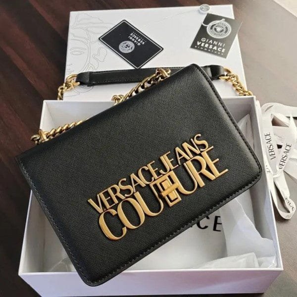 Versace Jeans Couture Saffiano Lock Crossbody Bag With OG Gift Box & Dust Bag