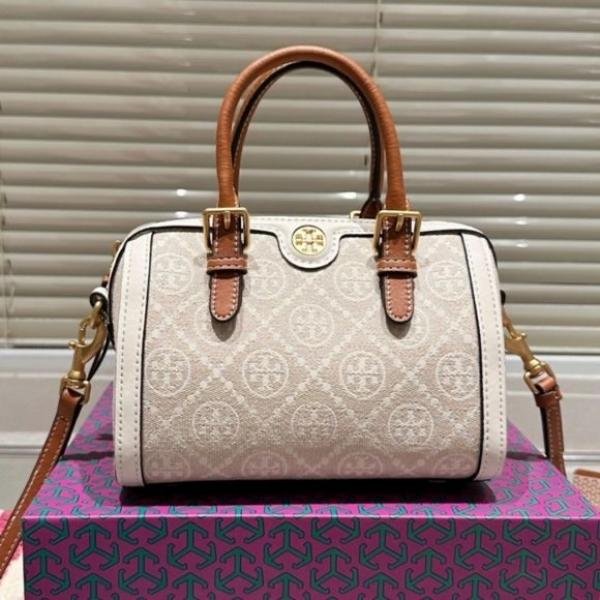 TORYBURCH T MONOGRAM JACQUARD MINI BARREL BAG BEIGE-T928